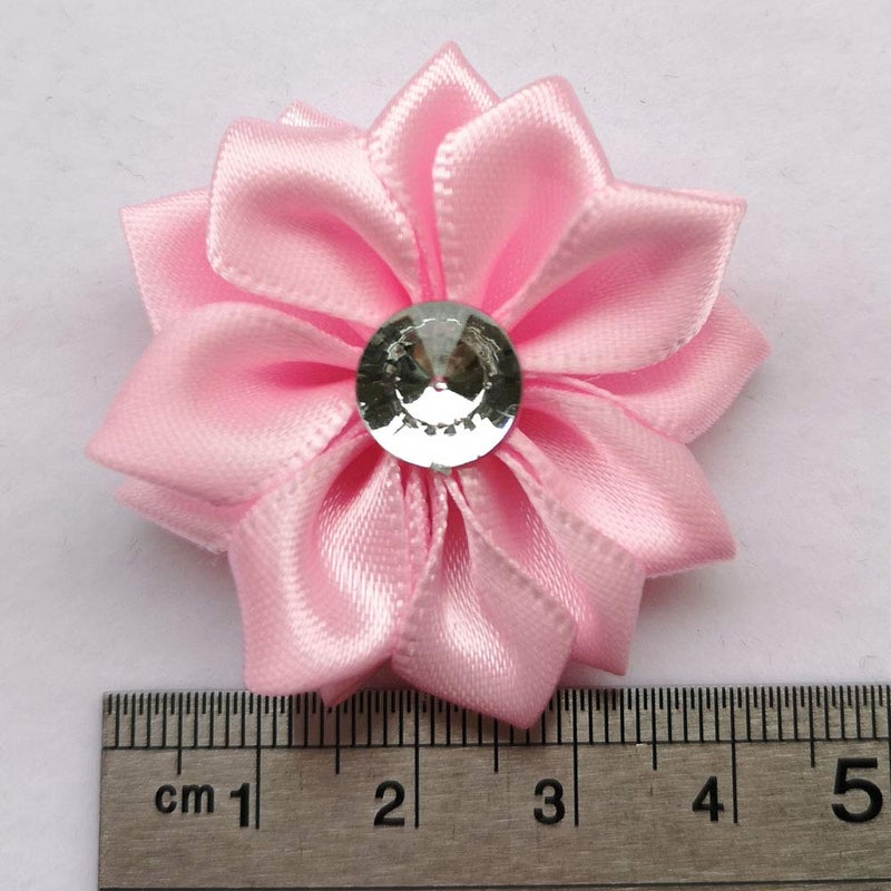 Chenkou Craft 40pcs Satin Ribbon Flower with Pearl Wedding DIY Appliques (Multi) - Image 2